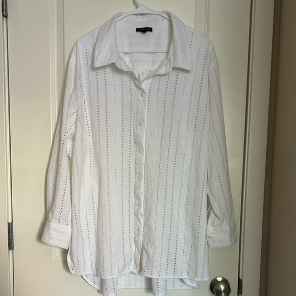 Universal Standard Anglaise Stretch Poplin Shirt Button Down White Medium 18-20 - Picture 1 of 6